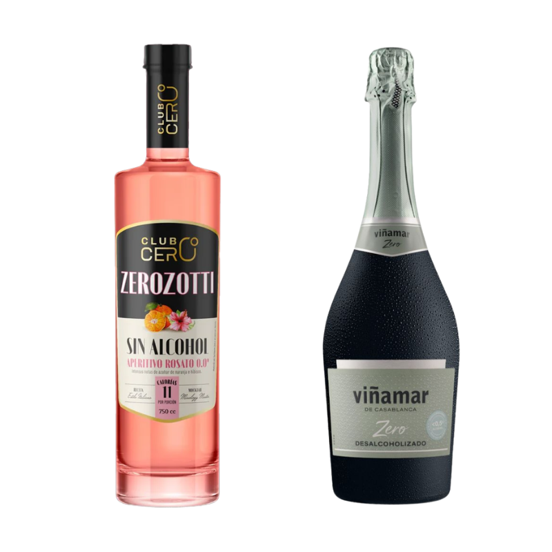 Pack Zerozotti Rosato Sin Alcohol 750ml + Espumante Viñamar Brut Sin Alcohol 750ml