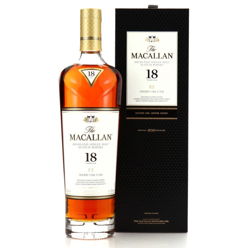 Whisky The Macallan Single Malt Scotch 18 años Sherry Oak Cask